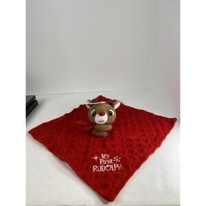 My First Rudolph the Red Nosed Reindeer Christmas Lovey Blanket Rattle 12"